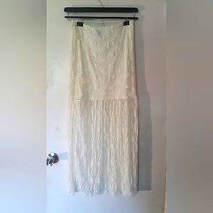 Rue 21 Lacy Cottagecore White Maxi skirt size Medium